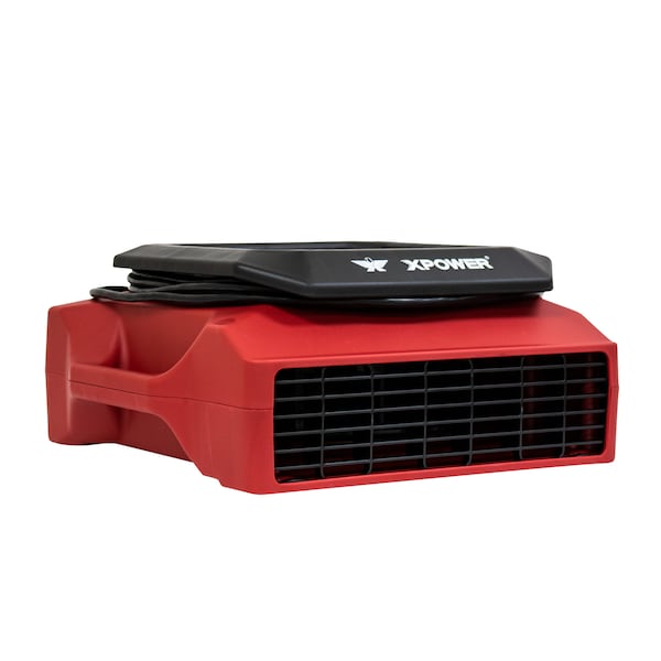 Xpower Low Profile Air Mover W/ Power Outlets for Daisy Chain, 1/3 HP, 1050 CFM, 2.8 Amps, 2 Positions, 3 Speeds PL-700A-Red - main